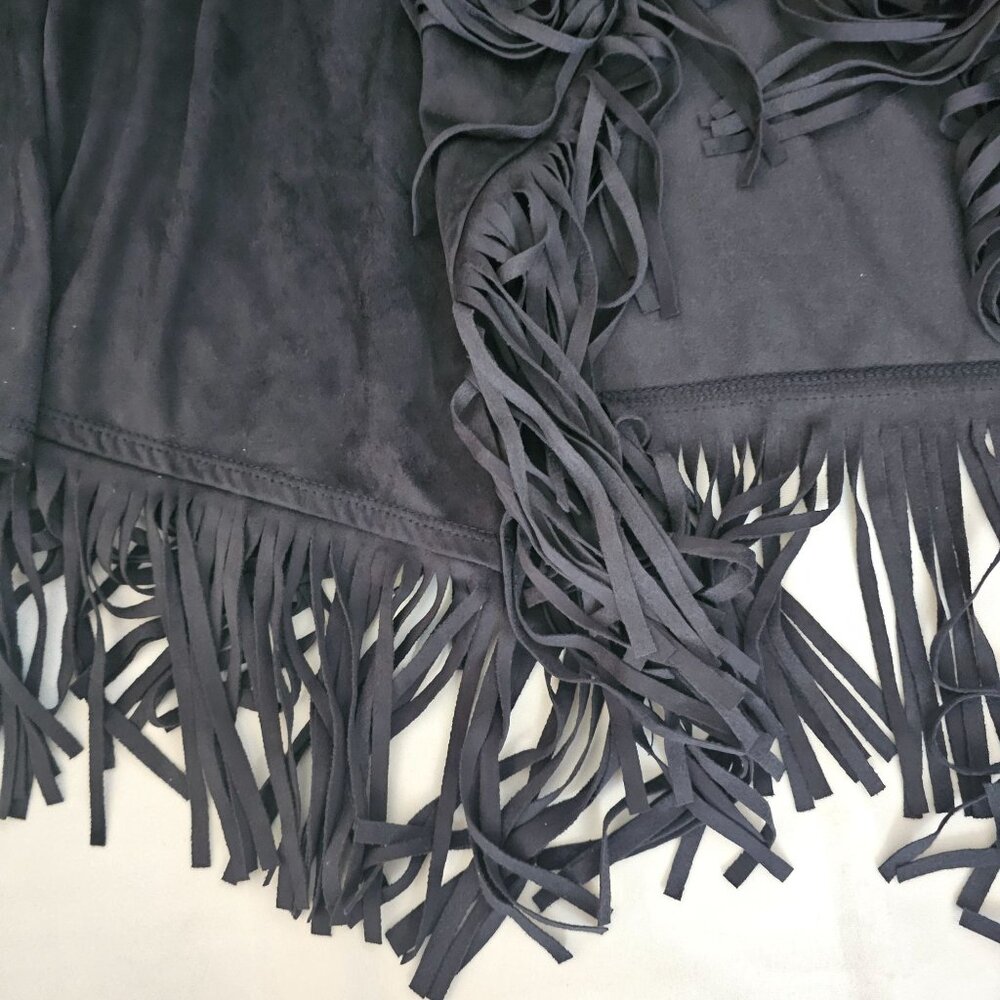 DG2 By Diane Gilman Women's Black Fringed Trim Open Front Cardigan Size XL NWT - Picture 5 of 13